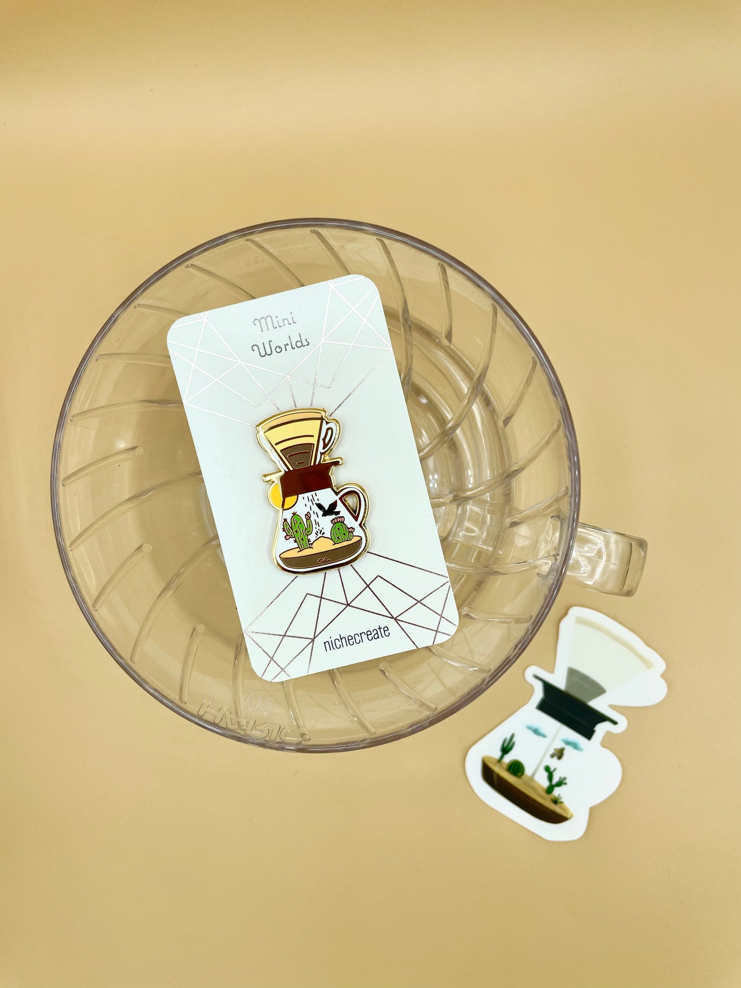 V60 Desert Gold Enamel Pins | Pour Over Coffee