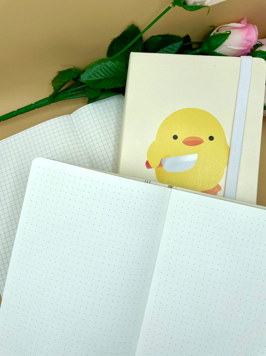 Stabby Duck Notebooks | A5, A6 | Grid, Dotted Bullet Journal | Duck With Knife