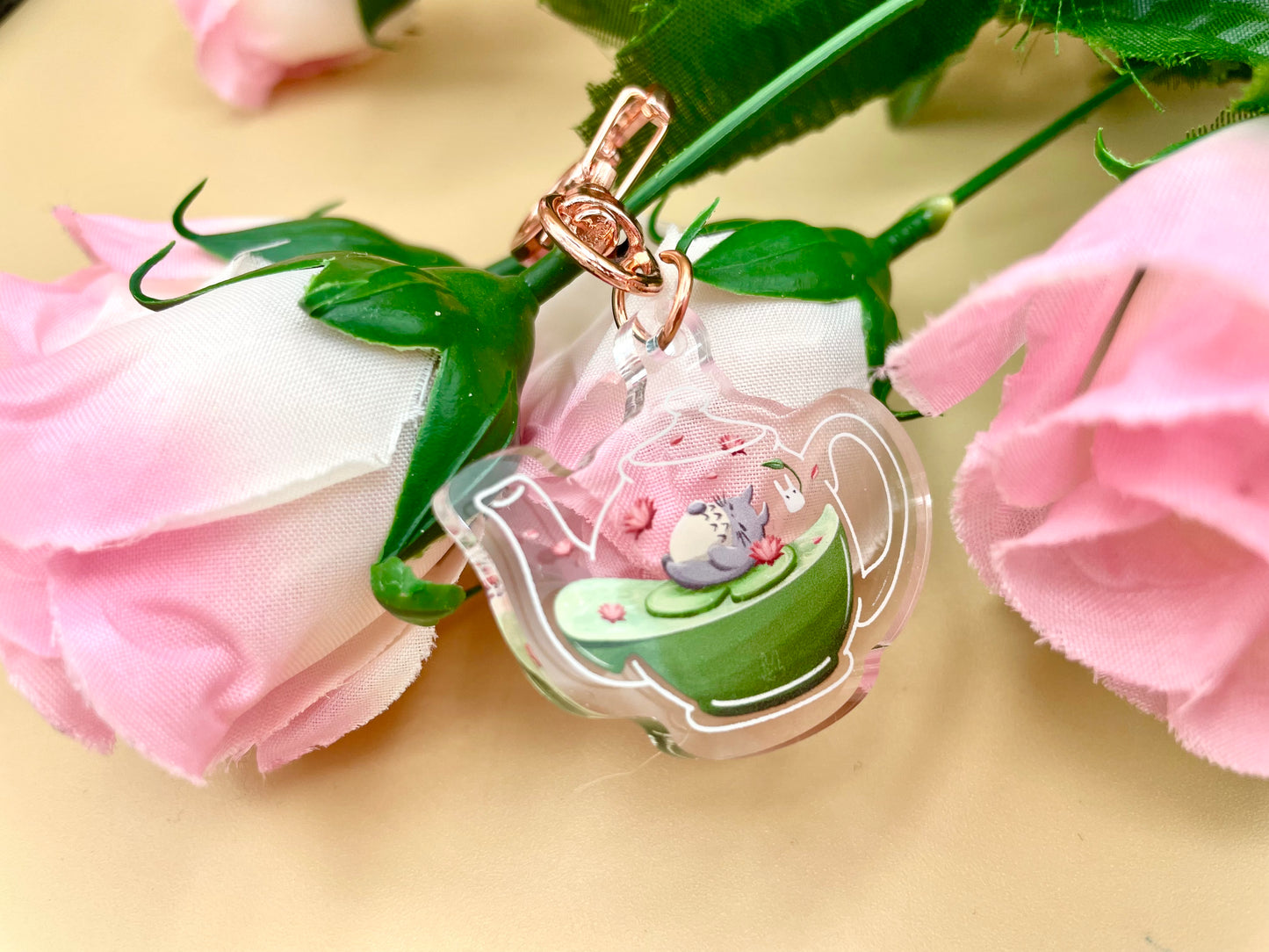 Spirit Café Matcha Teapot Vinyl Stickers (Transparent)/Keychains/Magnets