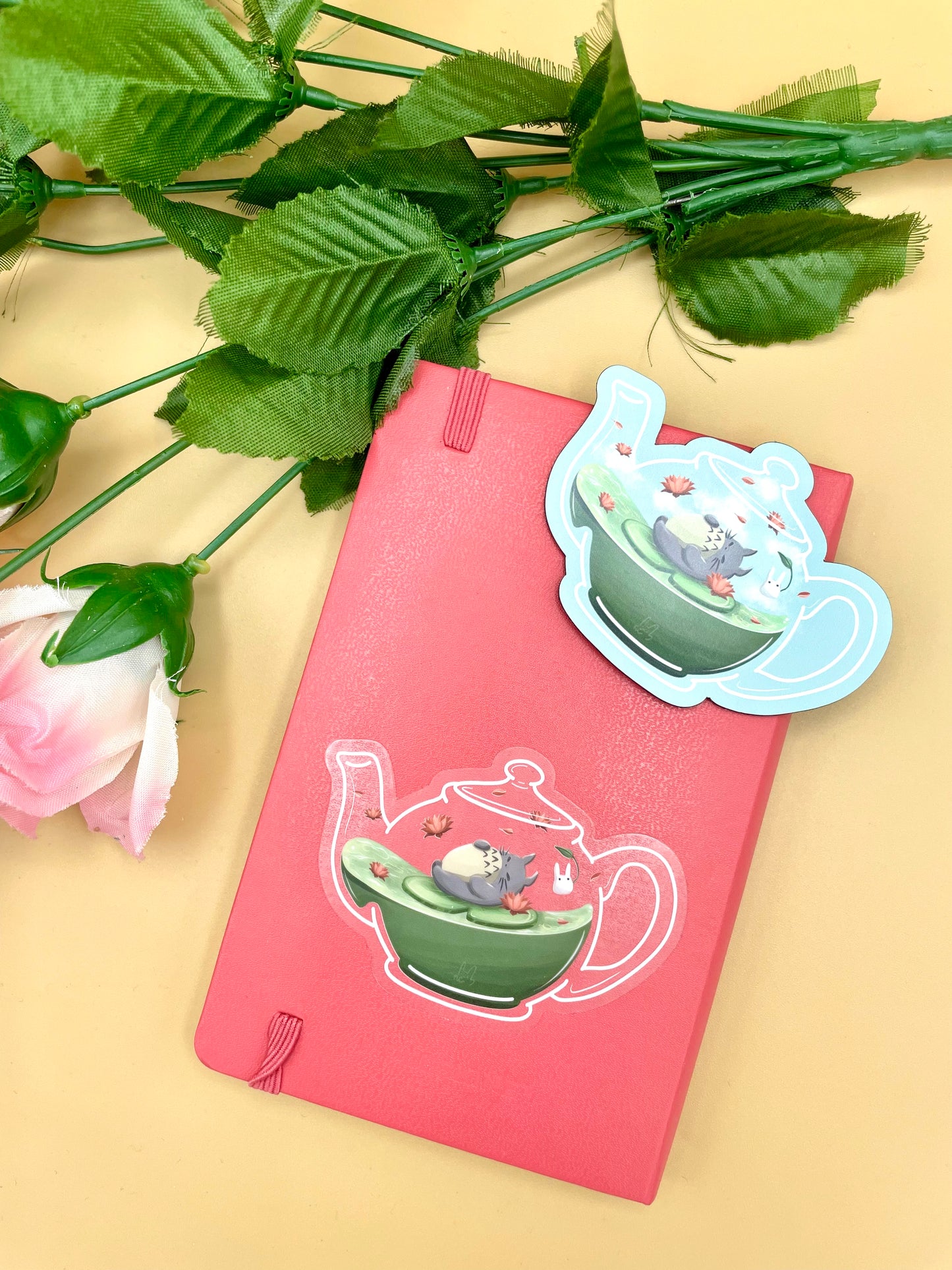 Spirit Café Matcha Teapot Vinyl Stickers (Transparent)/Keychains/Magnets