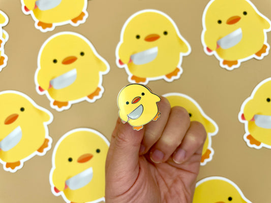 Stabby Duck Gold Hard Enamel Pin