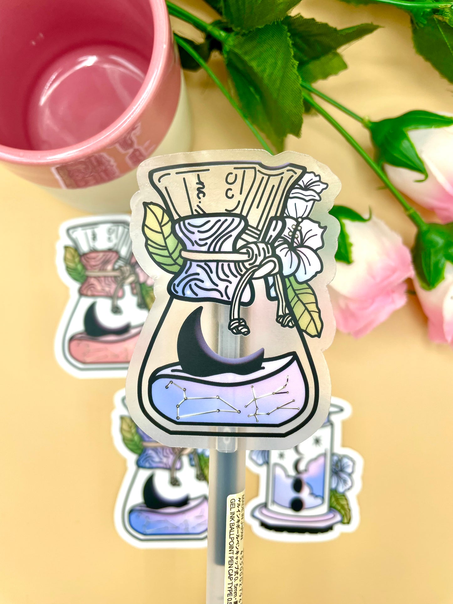Aeropress + Chemex Moonflower Vinyl Stickers (Transparent)
