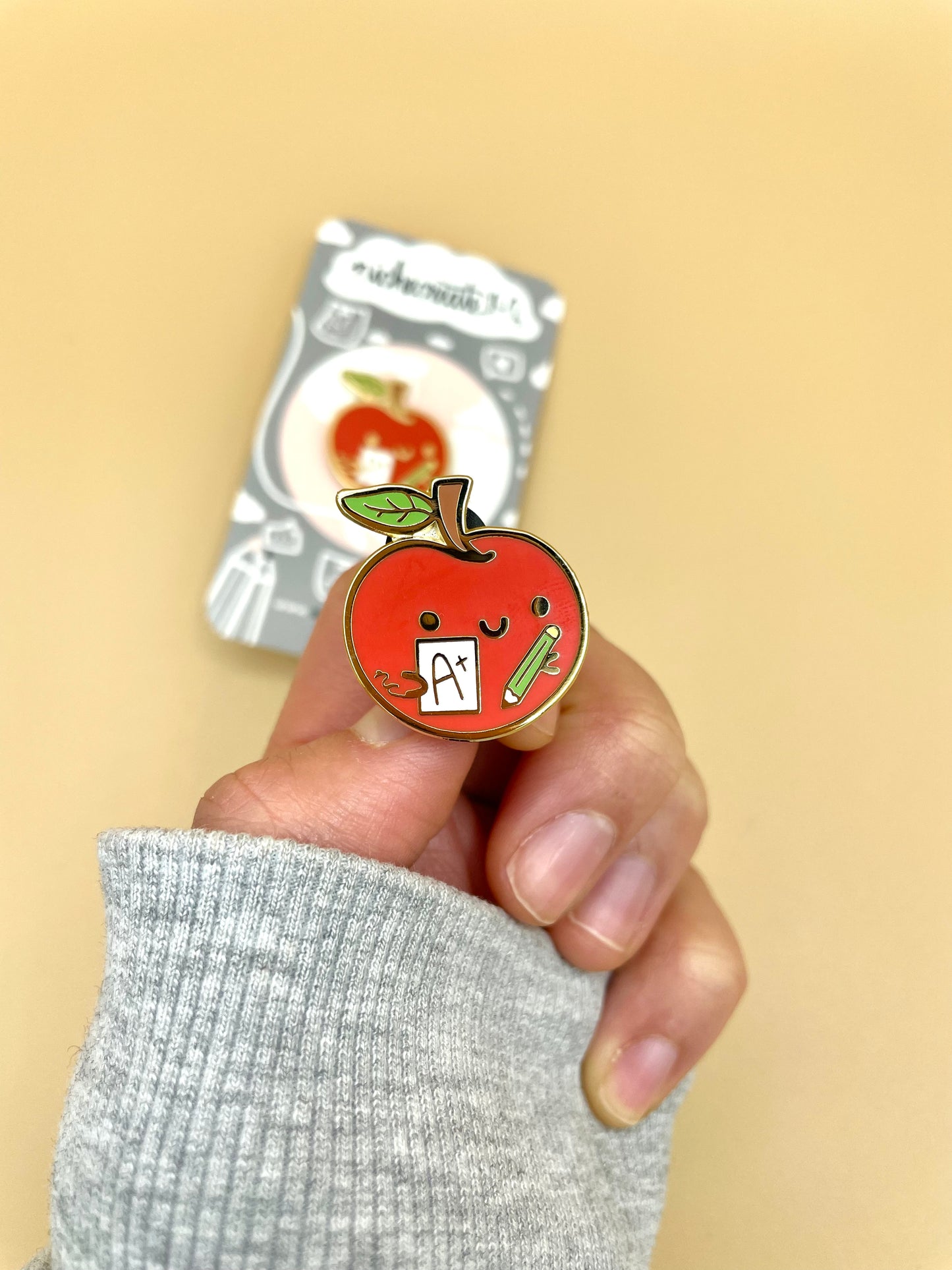 Apple A+ Gold Hard Enamel Pin | Education, Teachers, Students, School