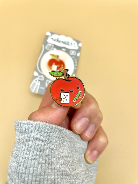 Apple A+ Gold Hard Enamel Pin | Education, Teachers, Students, School