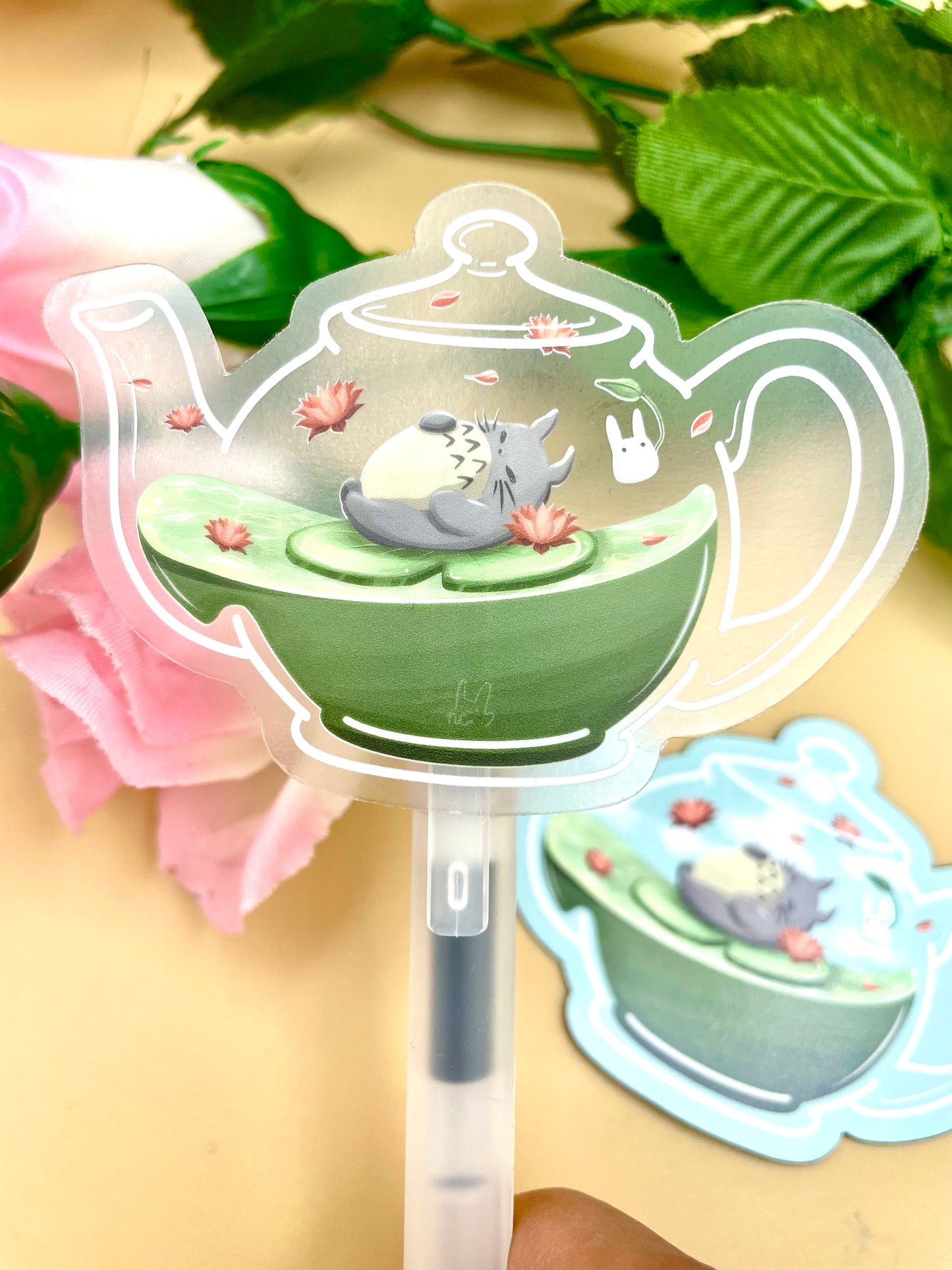 Spirit Café Matcha Teapot Vinyl Stickers (Transparent)/Keychains/Magnets