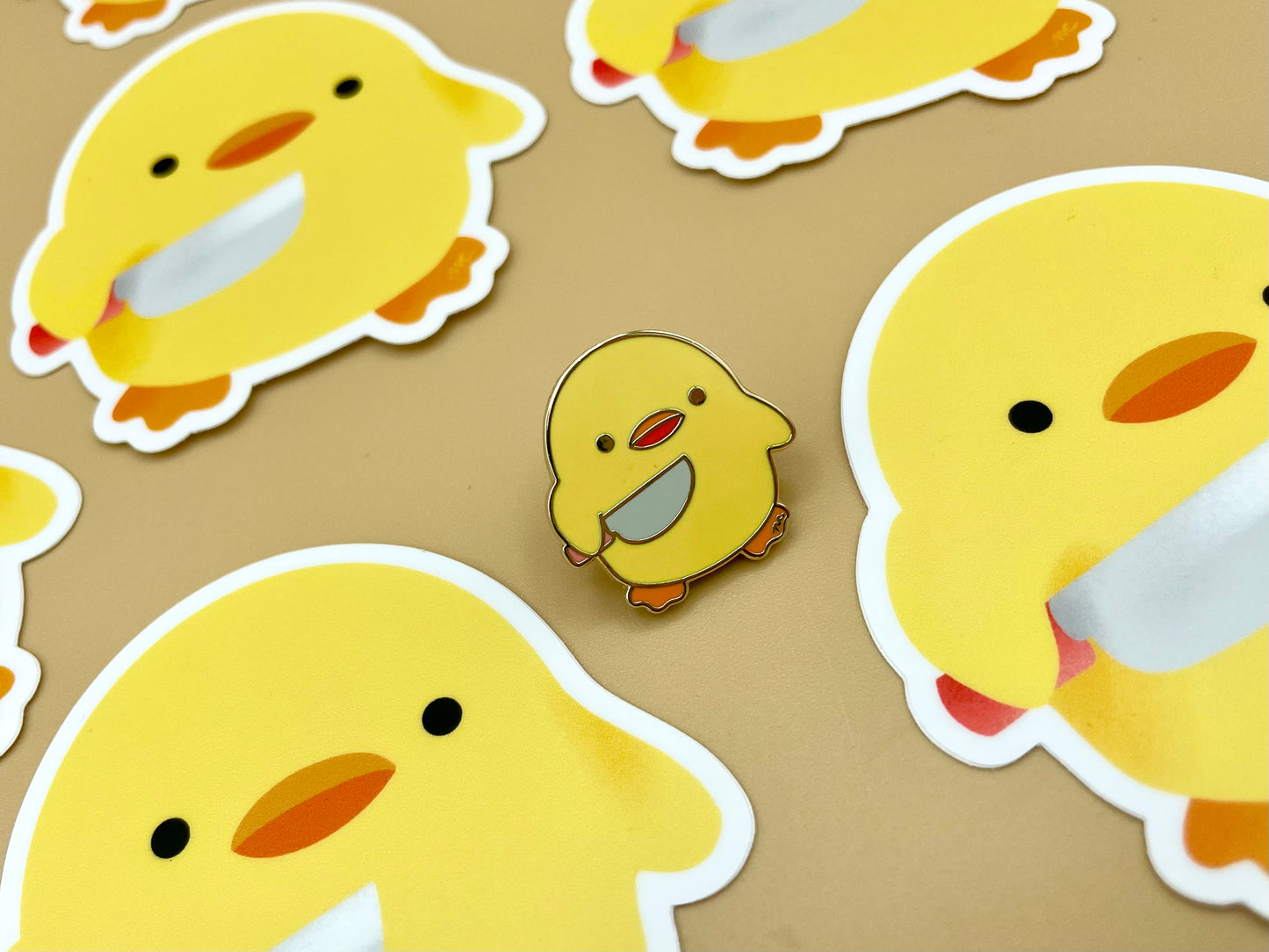 Stabby Duck Gold Hard Enamel Pin