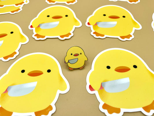 Stabby Duck Gold Hard Enamel Pin