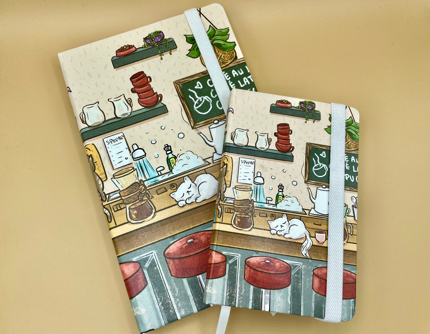 Cat Café Notebooks | A5, A6 | Grid, Dotted Bullet Journal, Blank, Lined