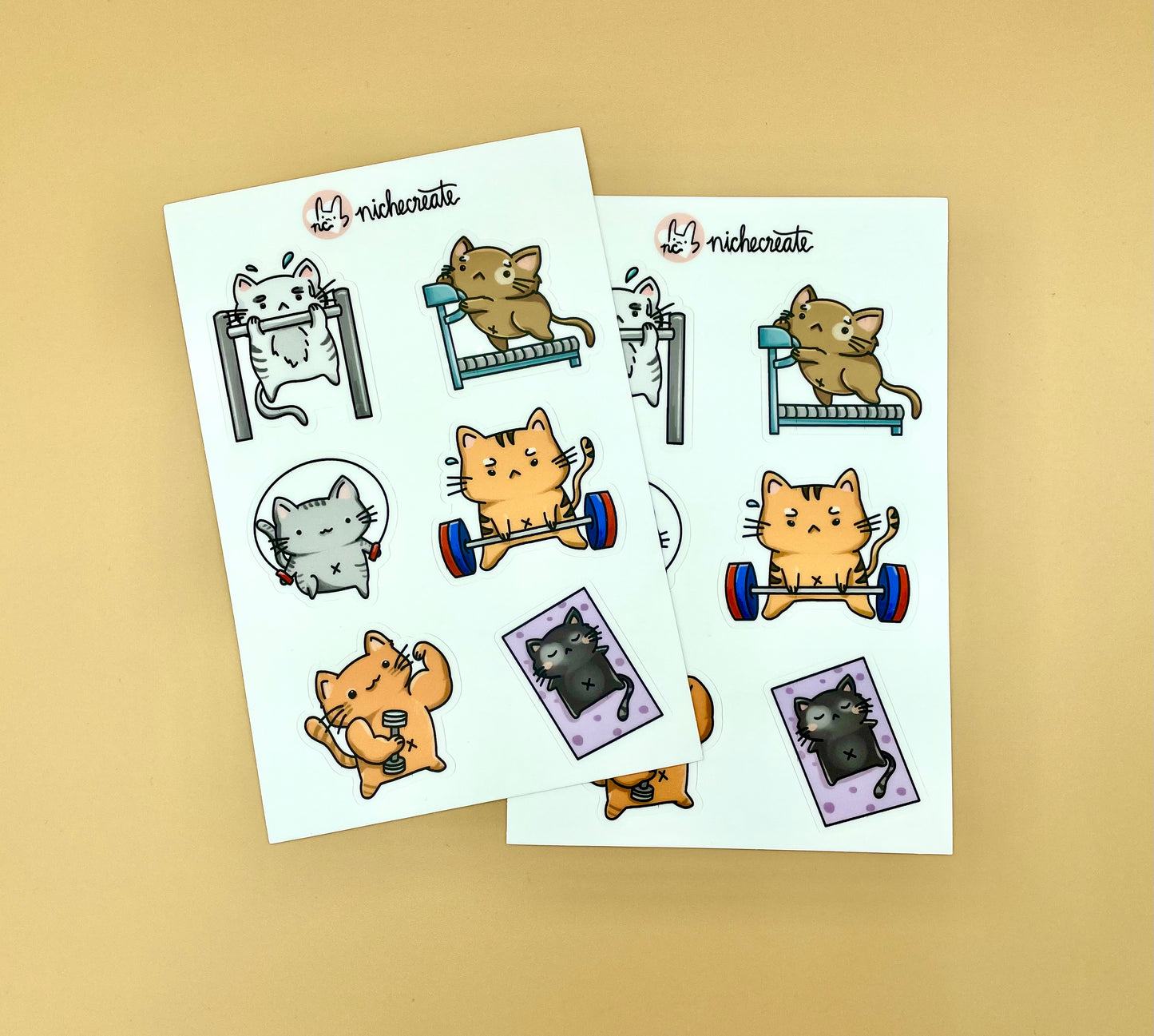 Gym Cats Vinyl Sticker Sheet