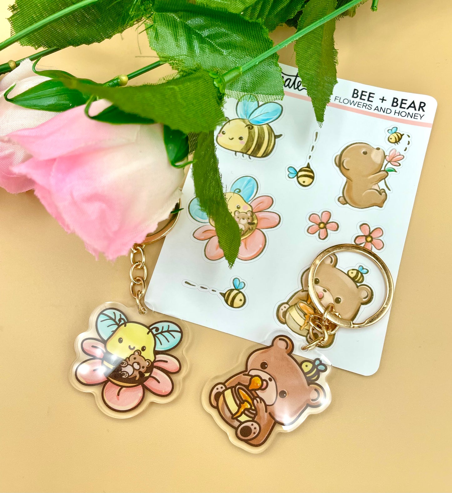 Bee + Bear Acrylic Keychain