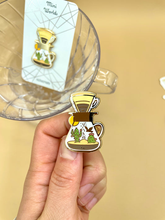 V60 Desert Gold Enamel Pins | Pour Over Coffee