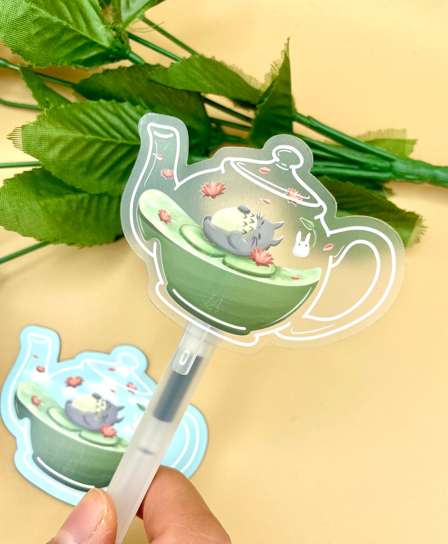 Spirit Café Matcha Teapot Vinyl Stickers (Transparent)/Keychains/Magnets