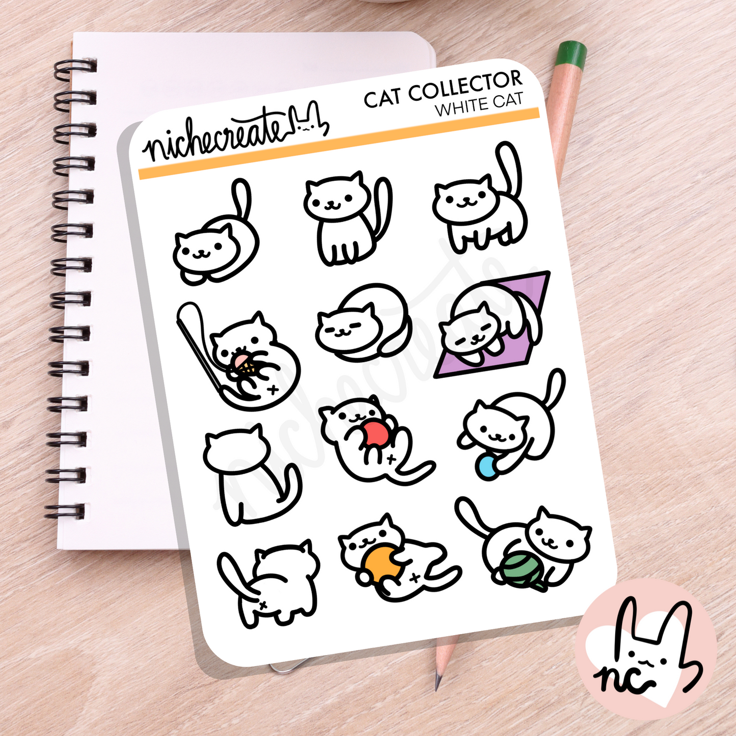 Cat Collector Standard Planner Sticker Sheets (7 Colour Variations) (Inspired Art)