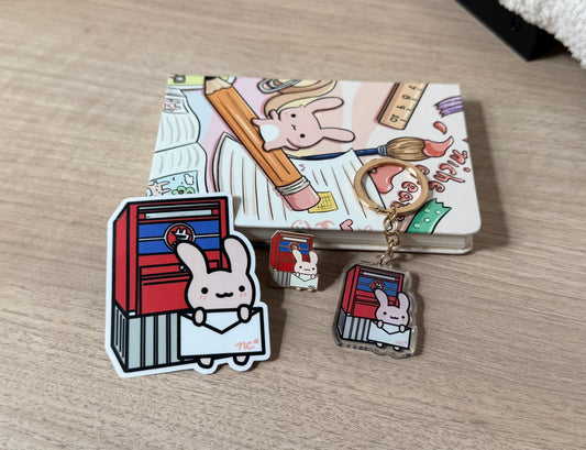 Postal Mailbox Bunny Gold Enamel Pin & Vinyl Sticker & Keychain