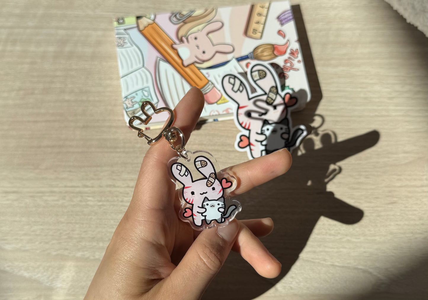 Cat Lover Bunny Gold Enamel Pin & Vinyl Sticker & Keychain