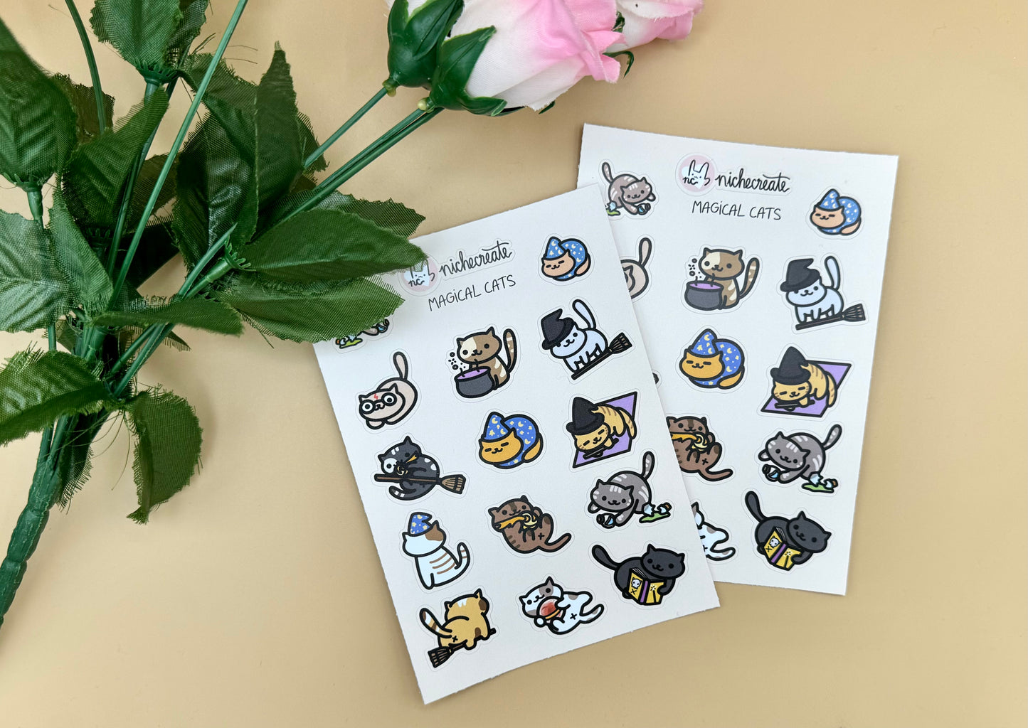 Magical Cats Vinyl Sticker Sheet (Inspired Art)