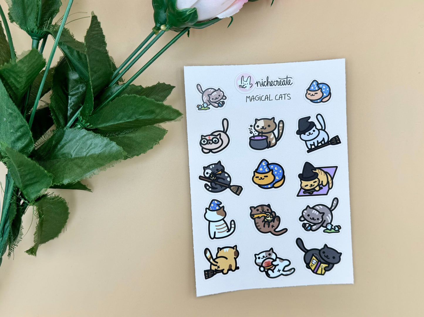 Magical Cats Vinyl Sticker Sheet (Inspired Art)