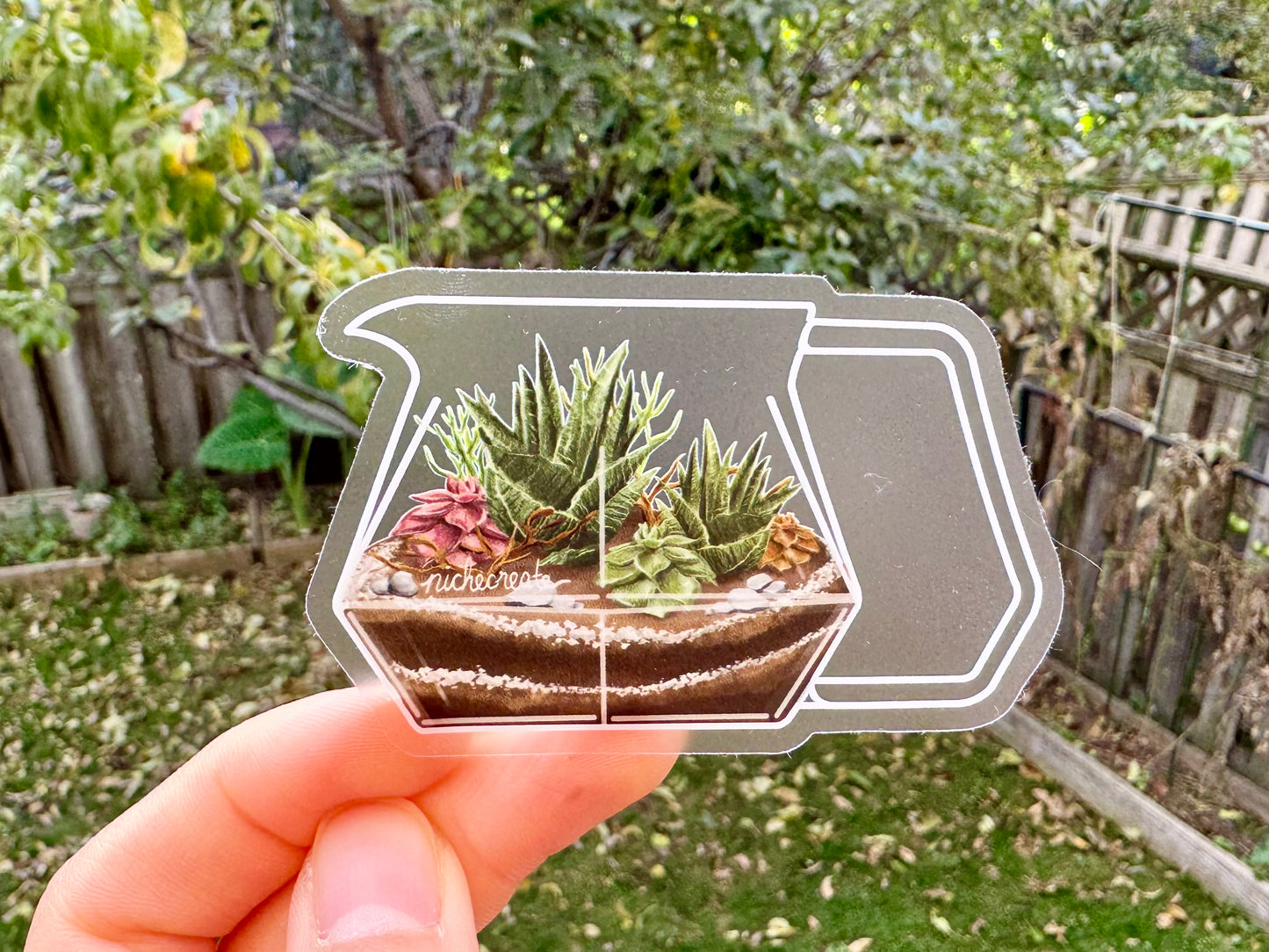 Succulent Carafe Plant Coffee Vinyl Stickers (Transparent)