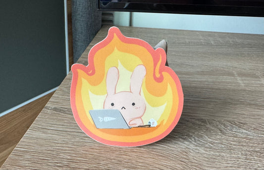 Bunny Working on Fire Vinyl Sticker