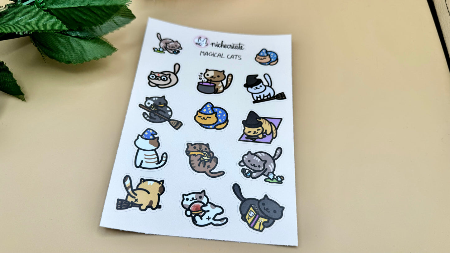 Magical Cats Vinyl Sticker Sheet (Inspired Art)