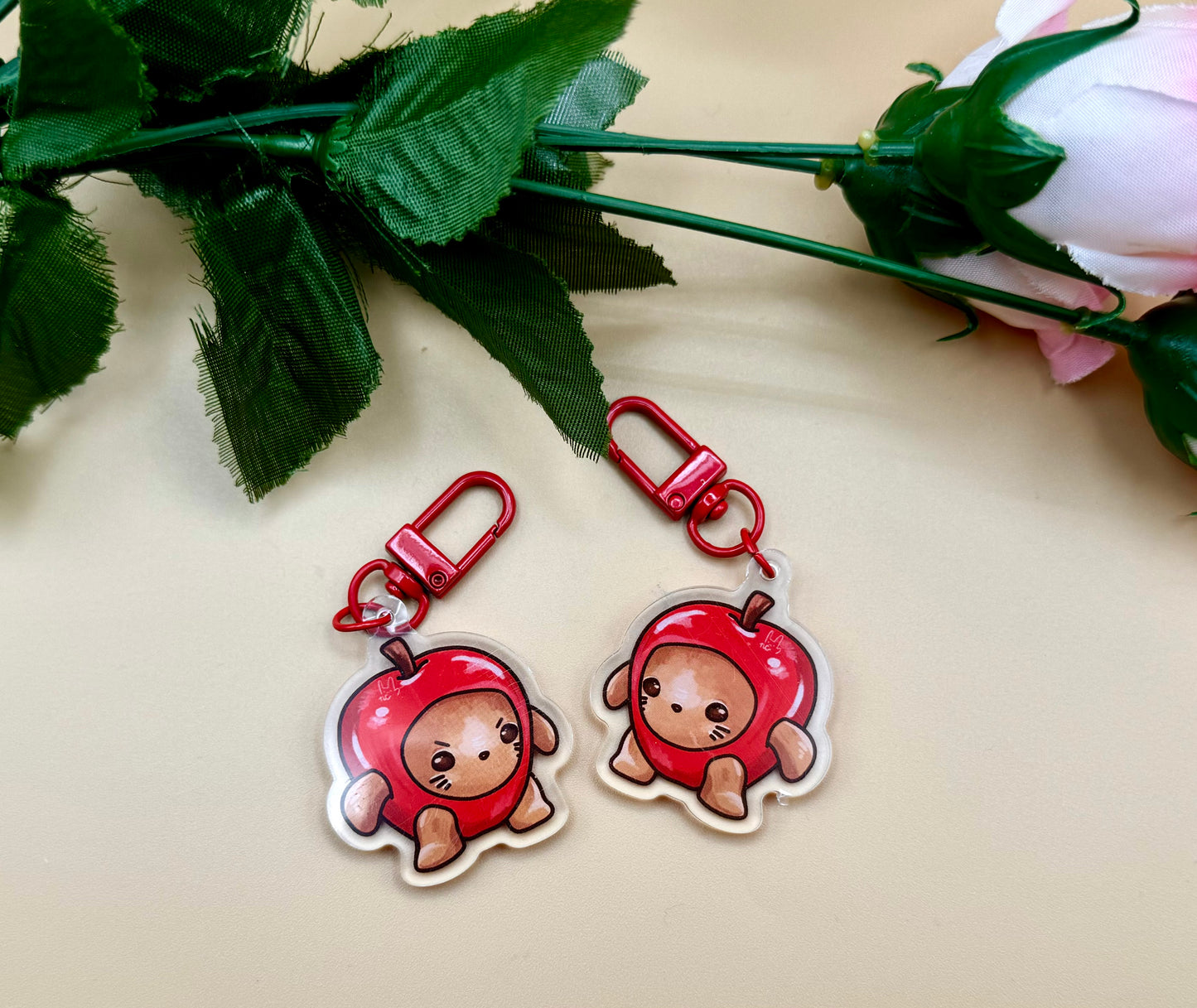 Apple Cat Keychain