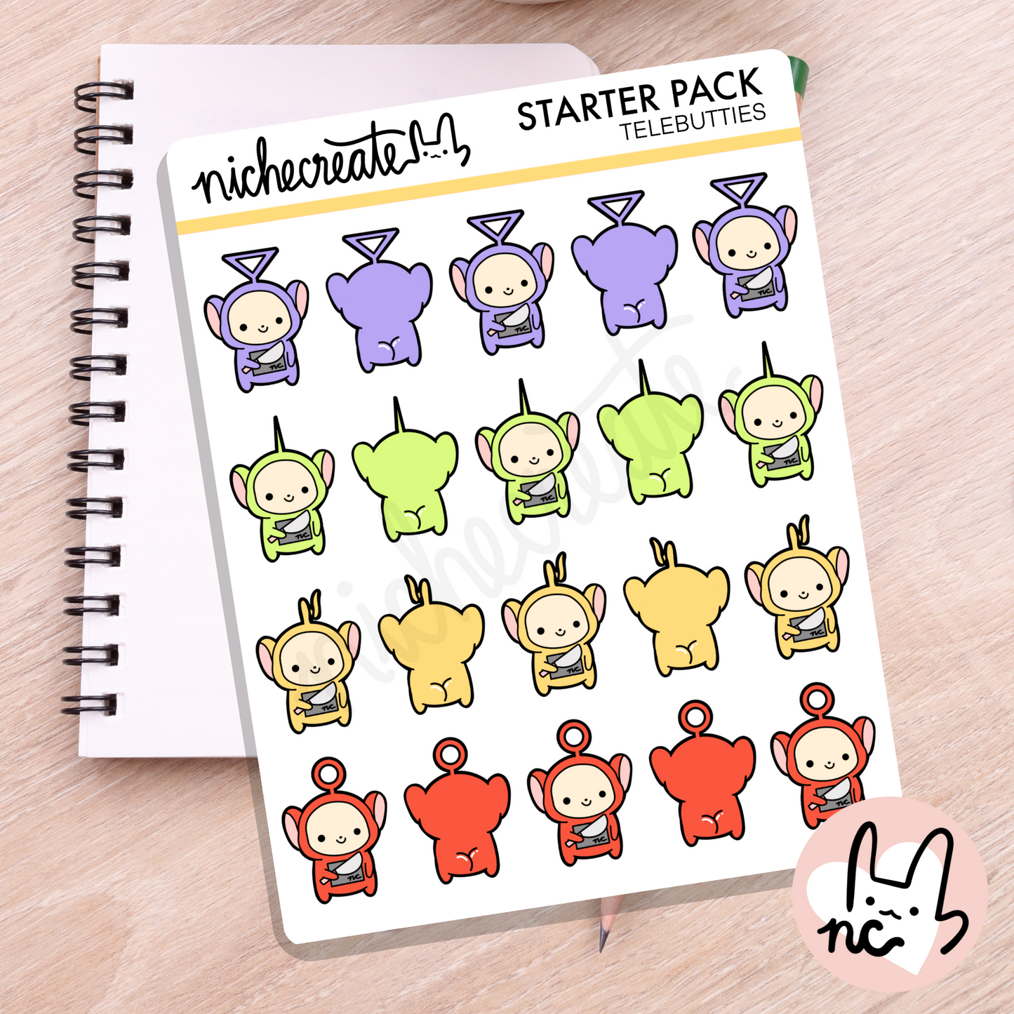 Stabby Telebutties Planner Sticker Sheet (Inspired Art)