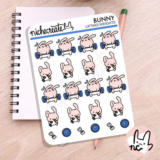 Bunny Lifting Weights Planner Sticker Sheet