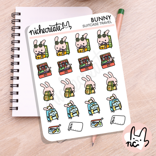 Suitcase Travel Bunny Planner Sticker Sheet