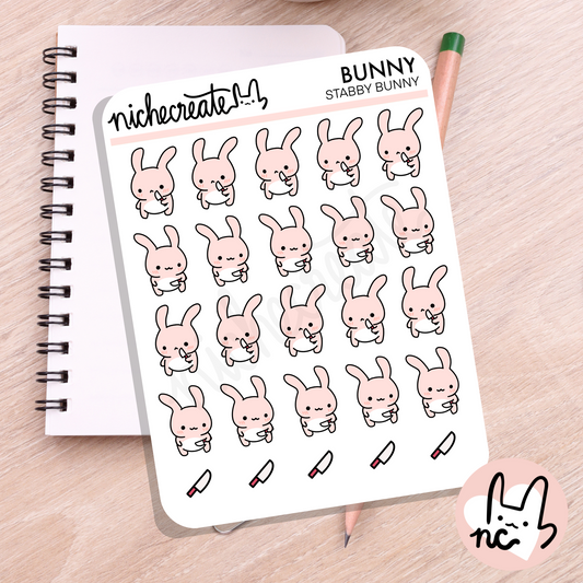 Stabby Bunny Planner Sticker Sheet