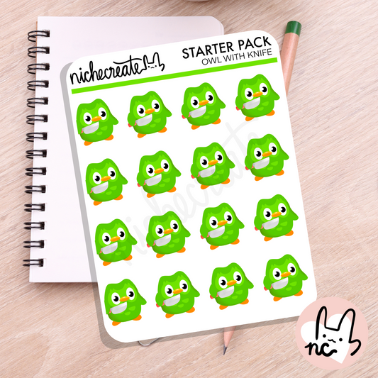 Owl With Knife Planner Sticker Sheet (Stabby Owl)