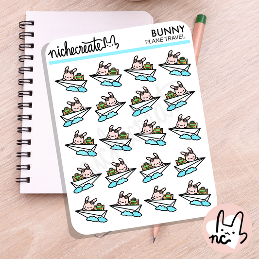 Plane Travel Bunny Planner Sticker Sheet