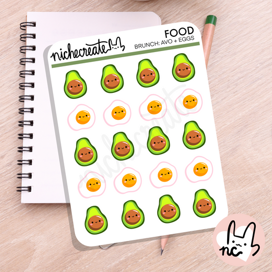 Brunch Avocado and Eggs Planner Sticker Sheet