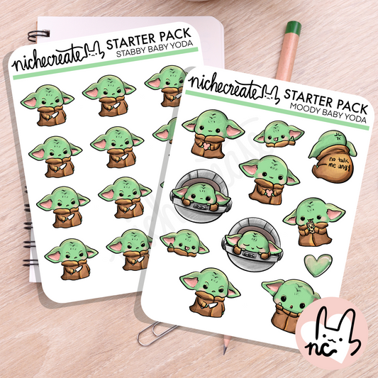 Moody Baby Green Alien Planner Sticker Sheet (Inspired Art)