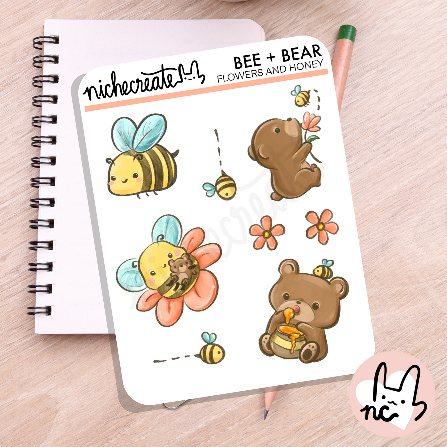 Bee + Bear - Flowers and Honey Planner Sticker Sheet