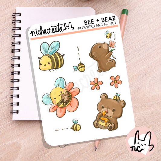 Bee + Bear - Flowers and Honey Planner Sticker Sheet