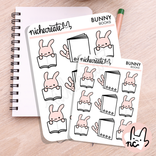 Bunny Books/Reading Planner Sticker Sheet (Customizable)