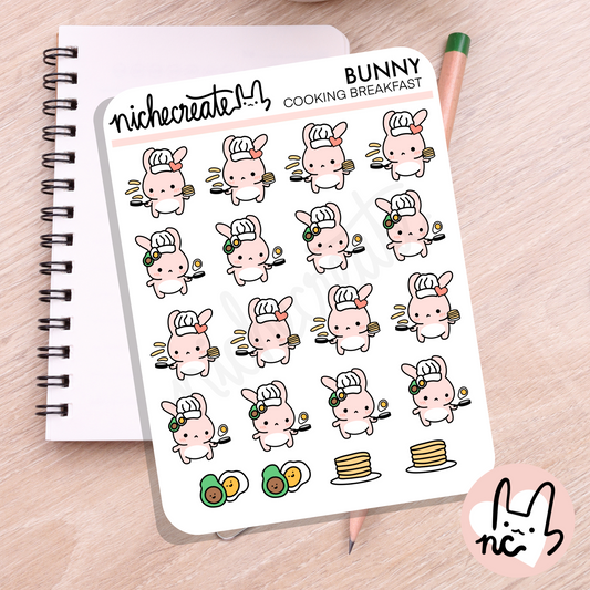 Bunny Cooking Breakfast Planner Sticker Sheet