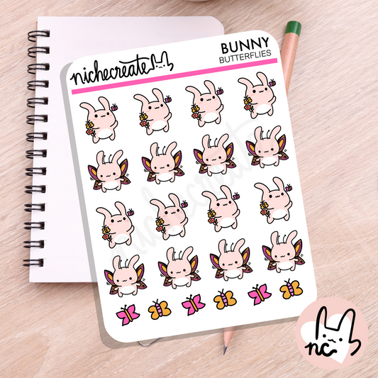 Bunny Butterflies Planner Sticker Sheet