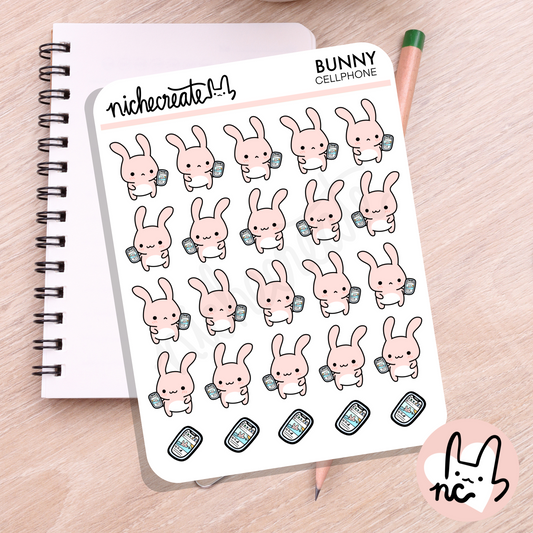 Bunny Cellphone Planner Sticker Sheet