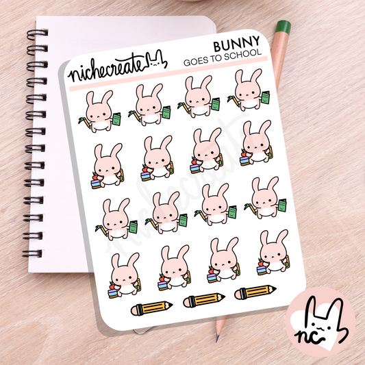 Bunny Goes to School Planner Sticker Sheet