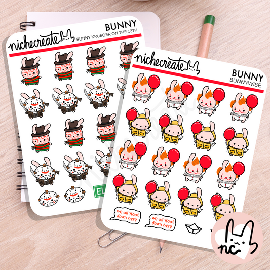 Horror Bunnywise Freddy Planner Sticker Sheet (Inspired Art)