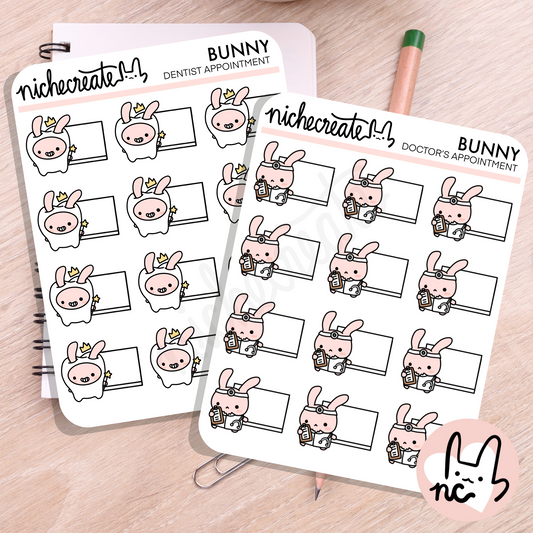 Doctor/Dentist Appointment Bunny Planner Sticker Sheet