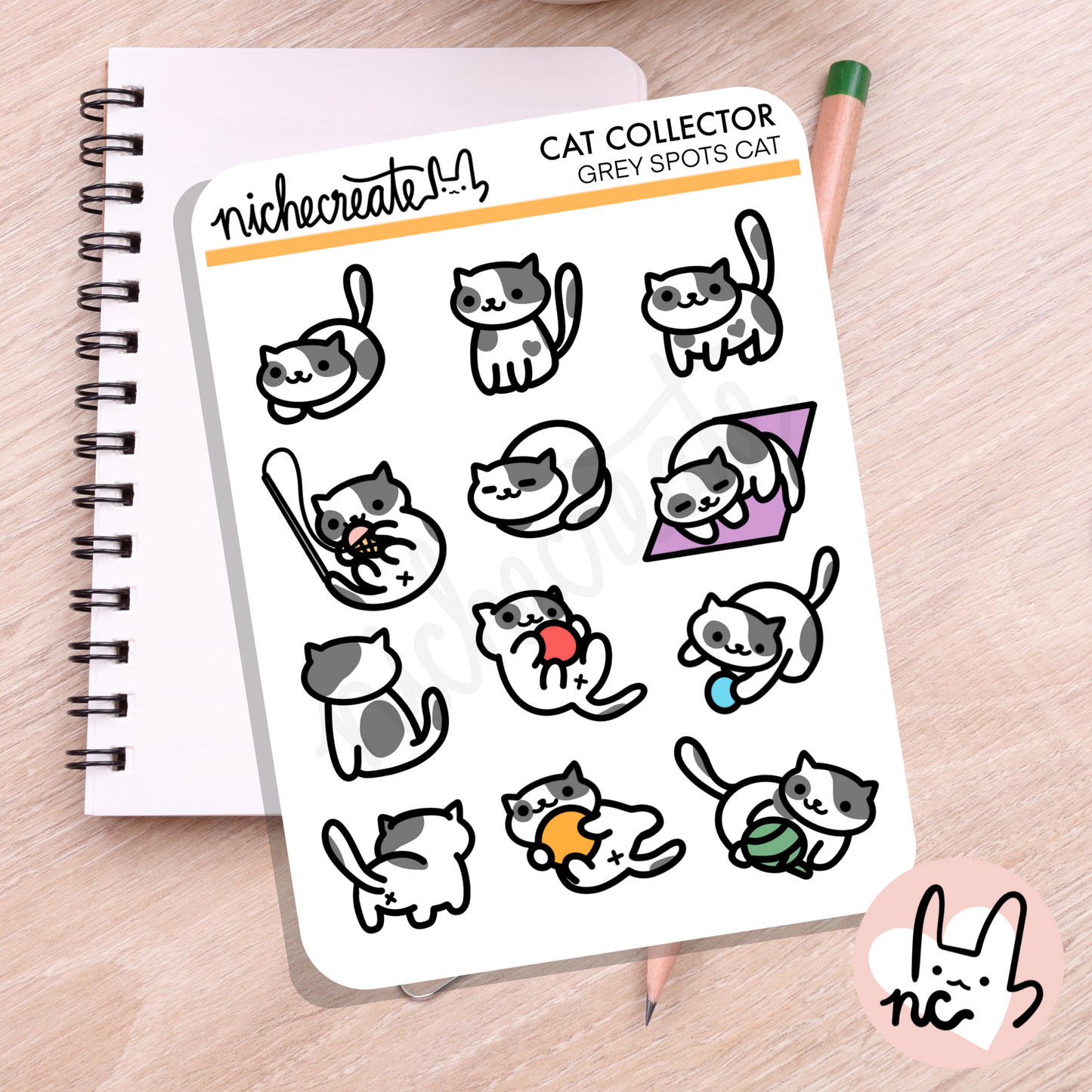 Cat Collector Standard Planner Sticker Sheets (7 Colour Variations) (Inspired Art)