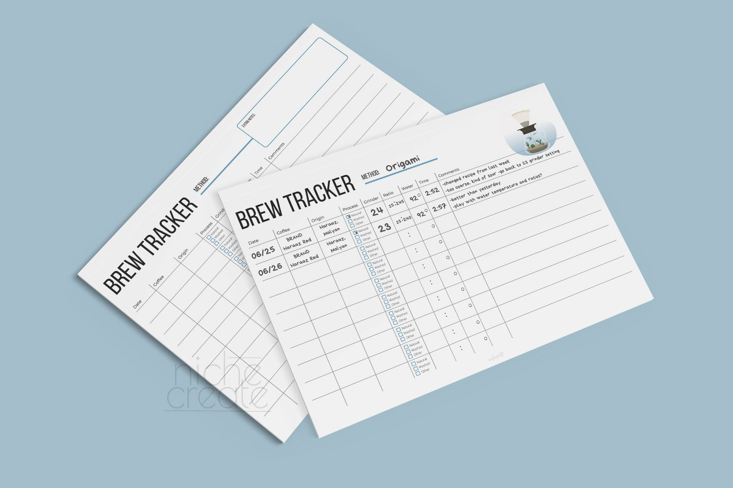 Minimalist Brew Tracker PRINTABLE (Digital)- Coffee Log/Journal