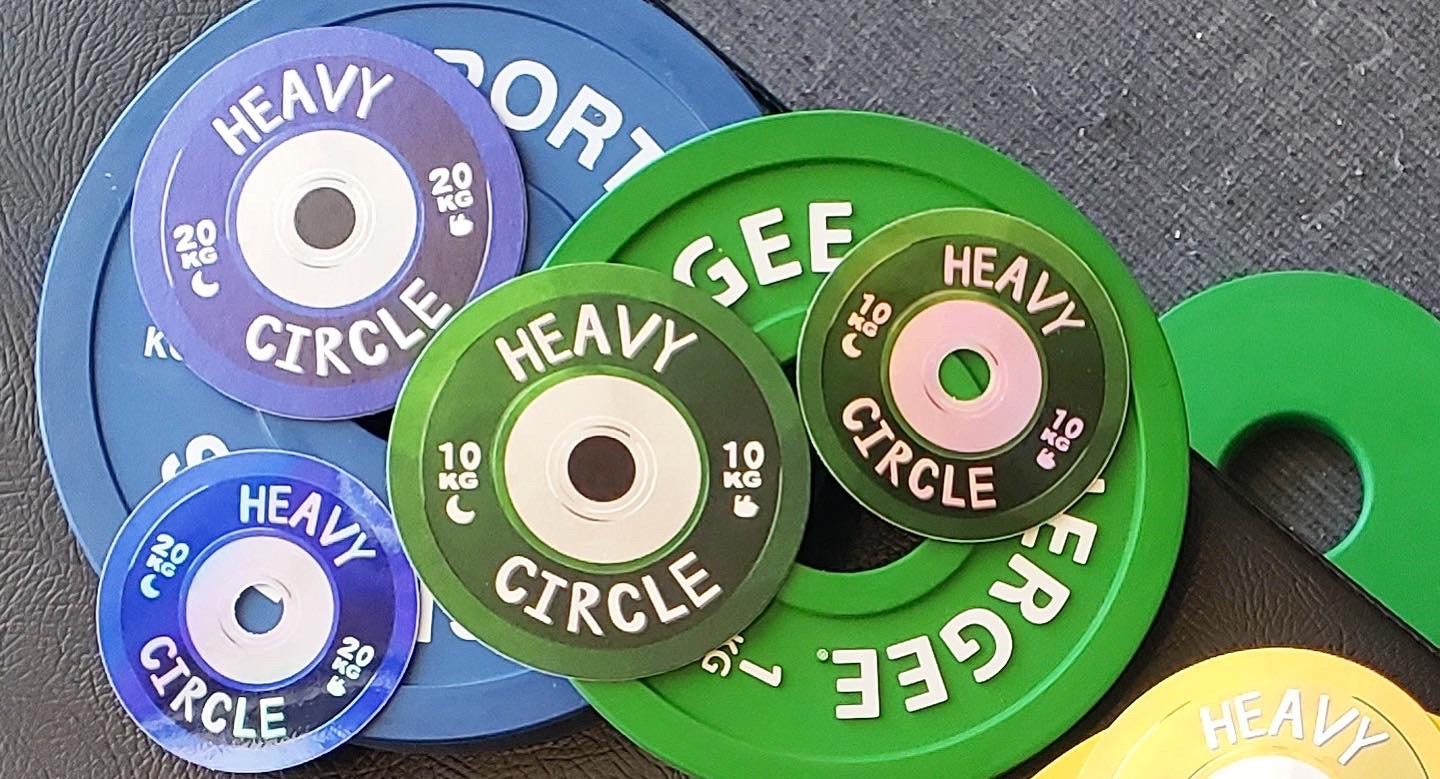 Weightlifting Kilo Plates Vinyl Stickers (Holographic) | Red/Blue/Yellow/Green