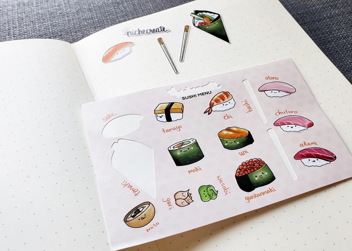Sushi Menu Planner Sticker Sheet | Water-Resistant