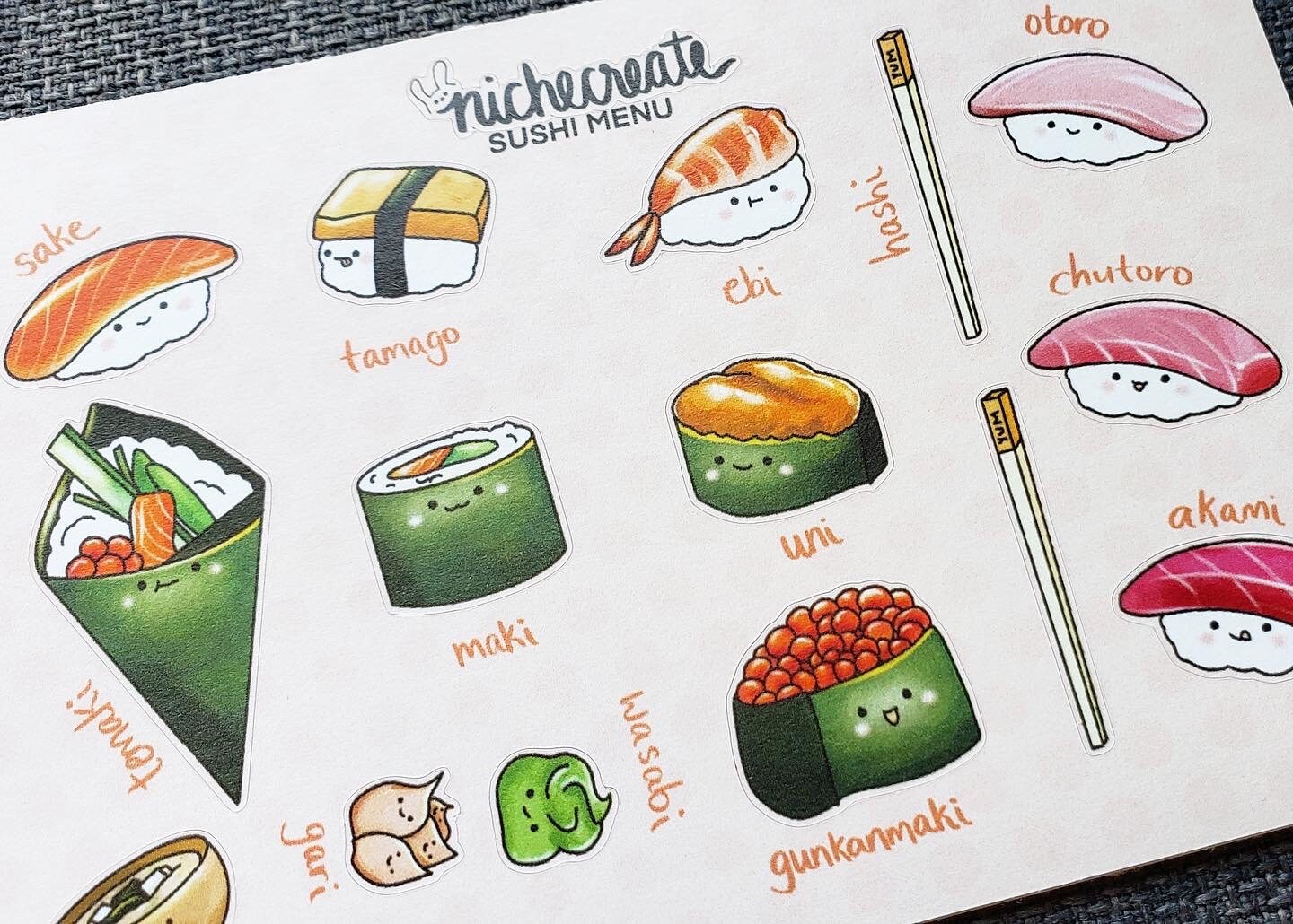 Sushi Menu Planner Sticker Sheet | Water-Resistant
