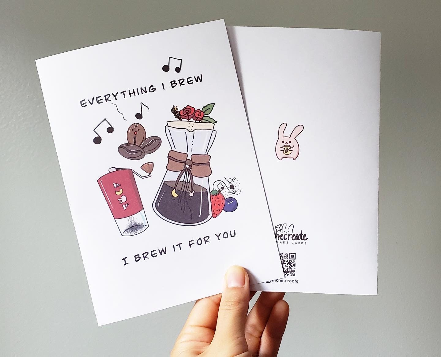 Coffee “Everything I Brew...” Card + Sticker Sheet