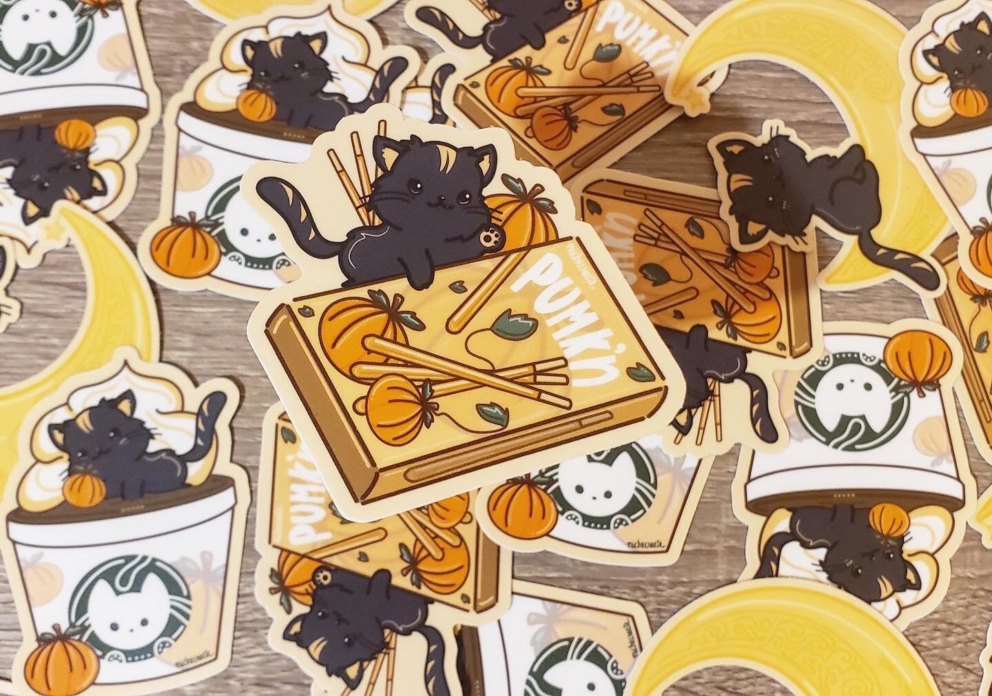 Black Cat Vinyl Stickers | Moon, Pumpkin Spice Latte, Pumk'n