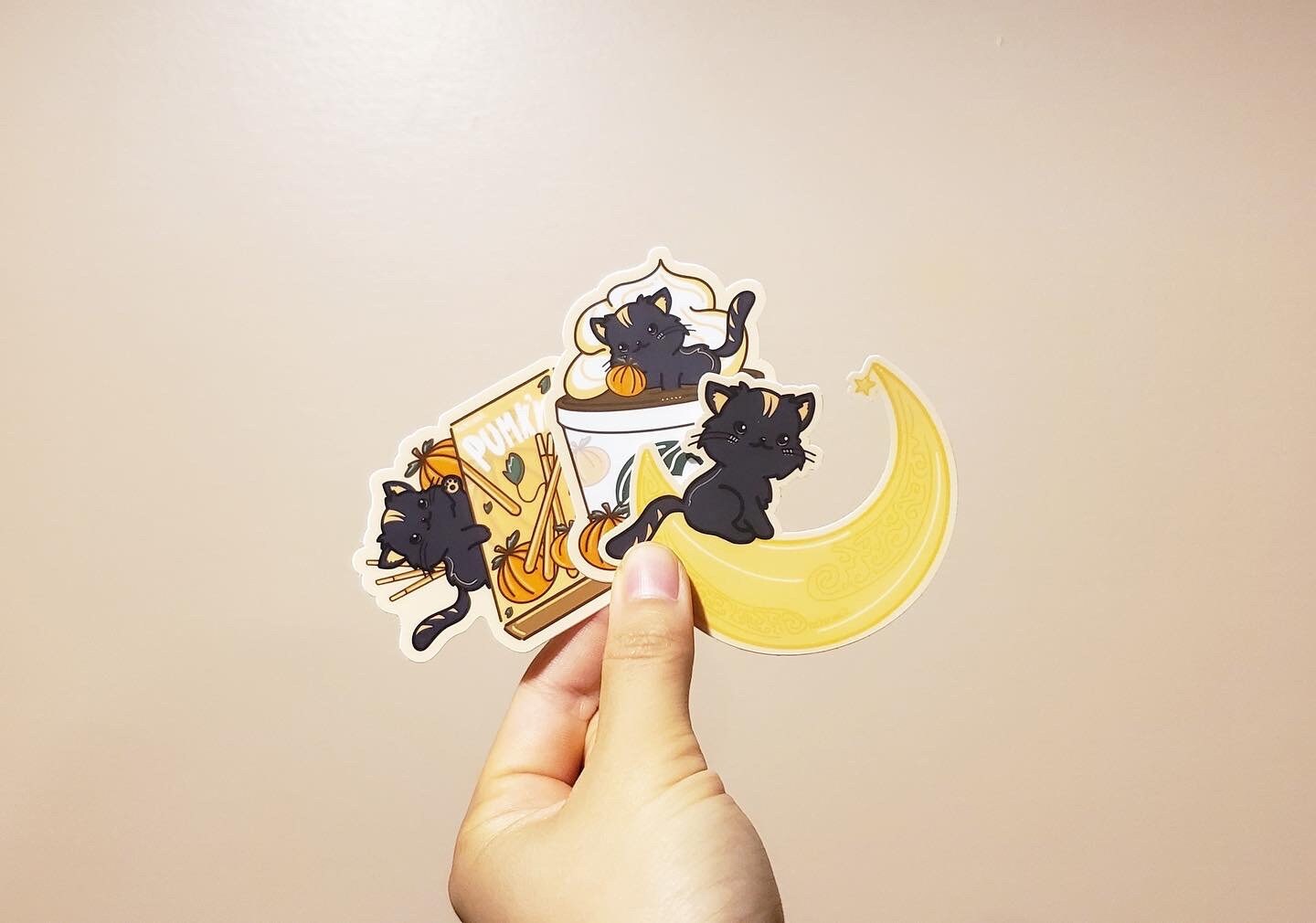 Black Cat Vinyl Stickers | Moon, Pumpkin Spice Latte, Pumk'n